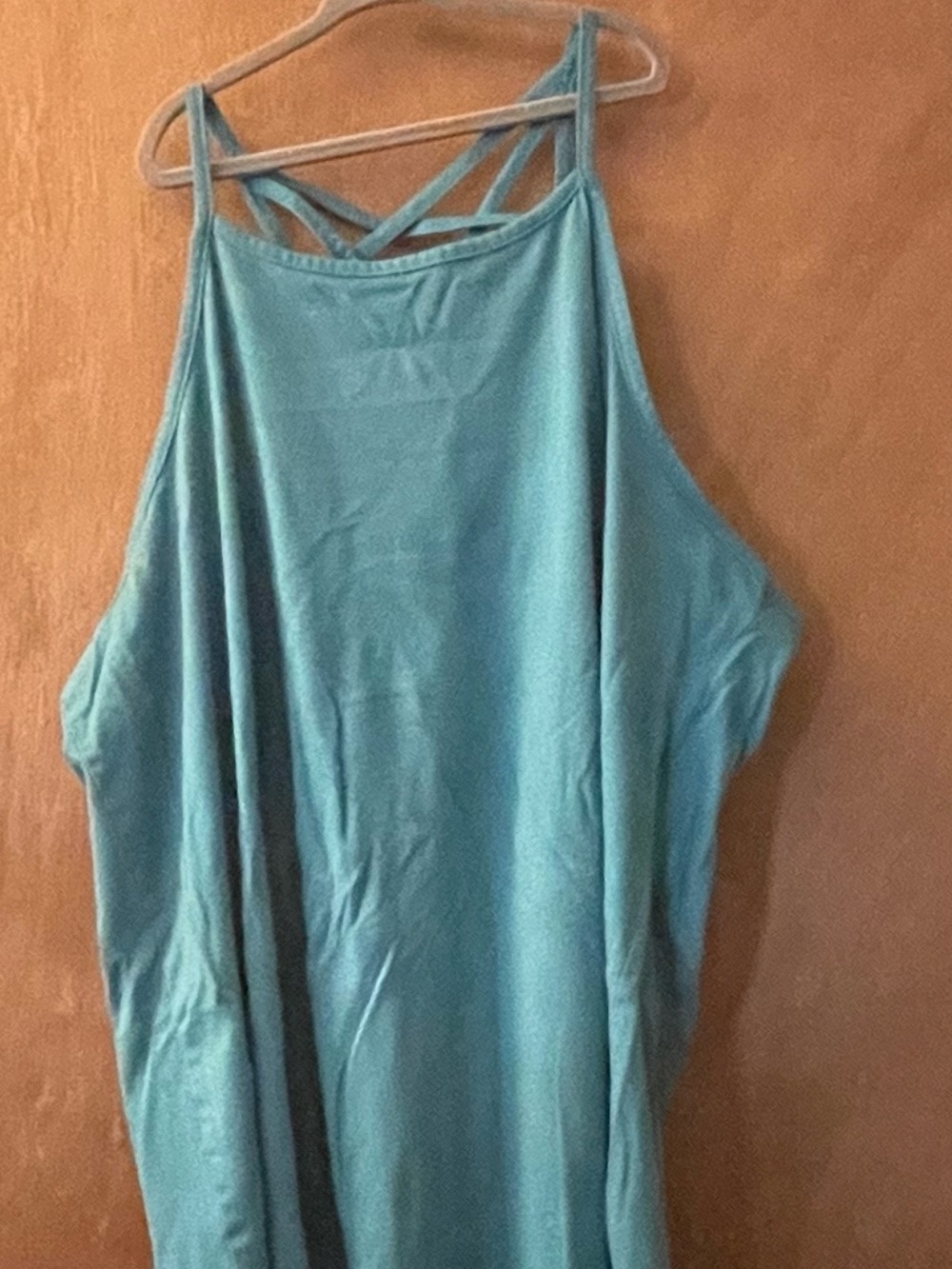 Lane Bryant Teal Strappy High-Neck Tank